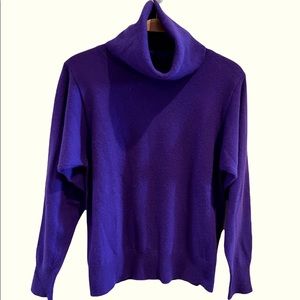 Bright Purple Cashmere Sweater w/Cowl Neck & Dolman Sleeves - EUC
